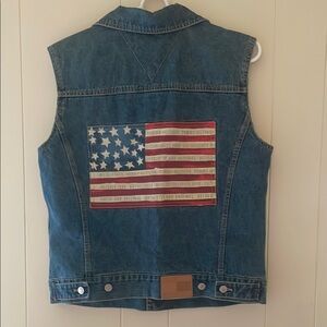 Tommy Hilfiger Blue Denim Vest with American Flag